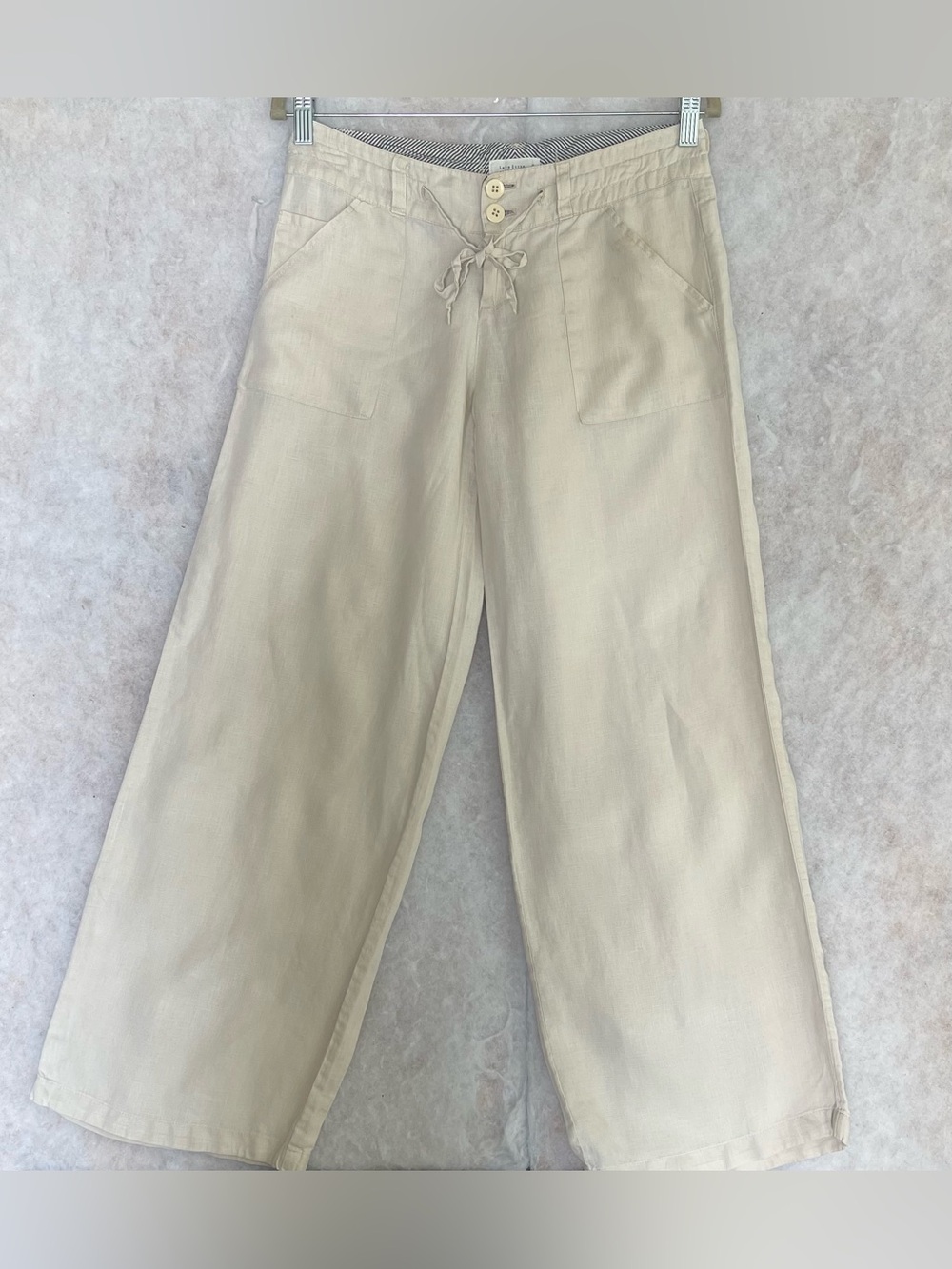 Love Tree Linen Pants With Large Pockets,tie Front Drawstring Waist (SKU695)